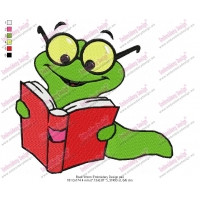 Book Worm Embroidery Design